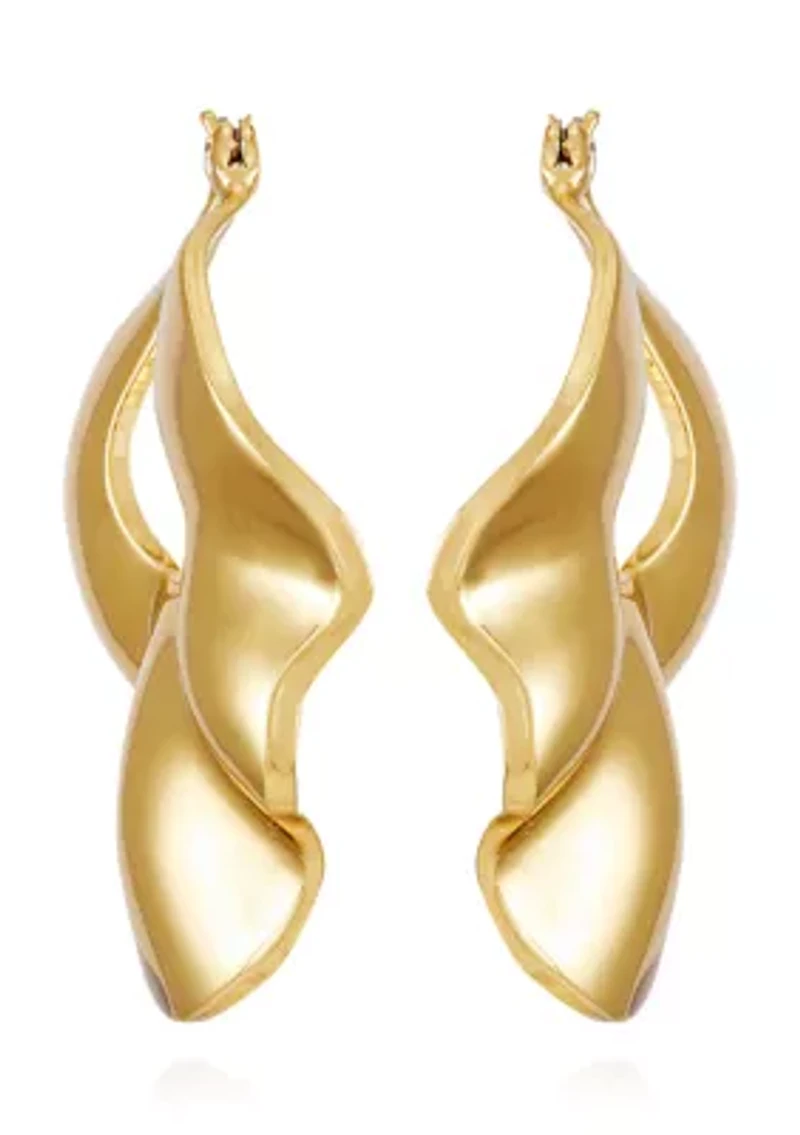 Gold Tone Contemporary Hoop Earrings