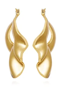 Gold Tone Contemporary Hoop Earrings