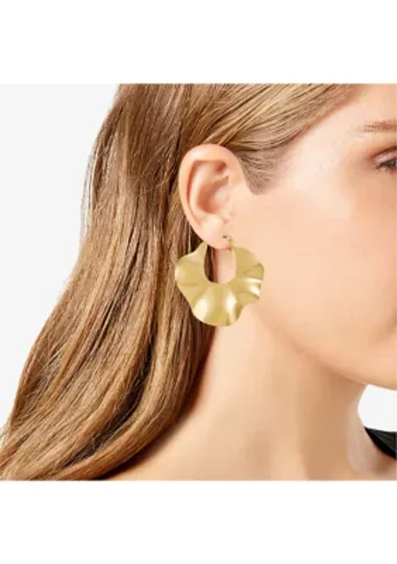 Gold Tone Contemporary Hoop Earrings