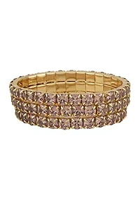 Cubic Zirconia Trio Stretch Bracelet Set