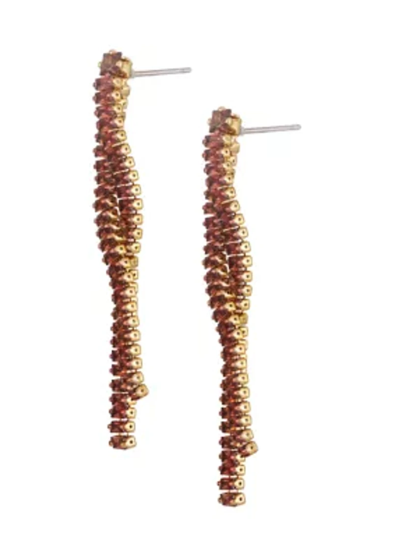 Cubic Zirconia Rhinestone Dangle Linear Earrings