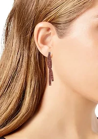 Cubic Zirconia Rhinestone Dangle Linear Earrings
