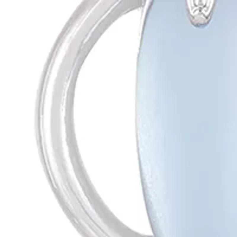 Silver Tone Light Blue Glass Stone Orbital Earrings