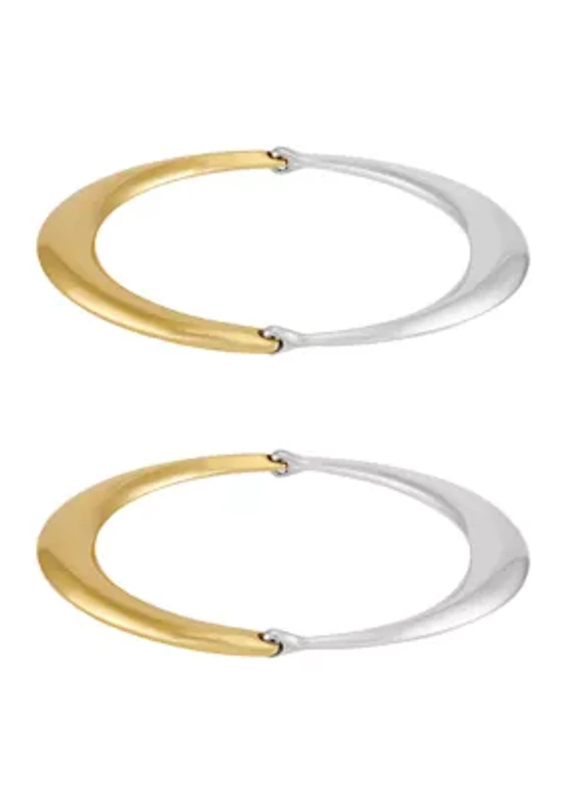 Two Tone Bangle Bracelet Set