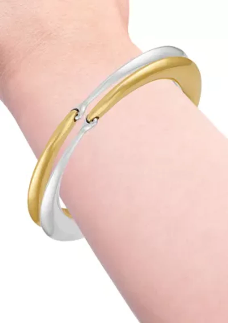 Two Tone Bangle Bracelet Set