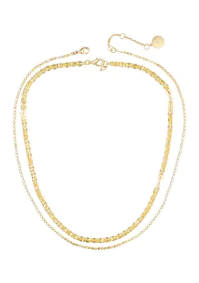 Gold Plated Two Row Chain Necklace Set