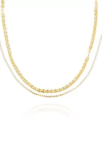 Gold Plated Two Row Chain Necklace Set