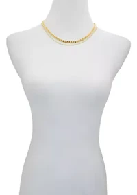 Gold Plated Two Row Chain Necklace Set