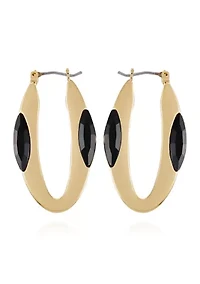 Gold Plated Black Hoop Earrings