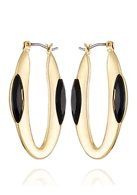 Gold Plated Black Hoop Earrings