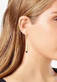 Gold Plated Black Drop Linear Earrings