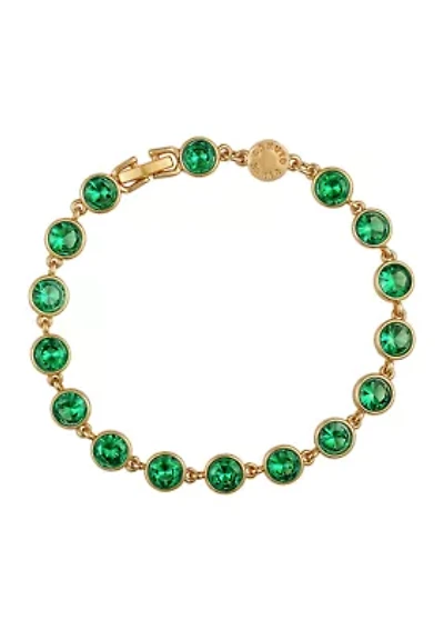 Gold Plated Green Cubic Zirconia Link Bracelet