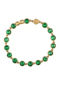  Gold Plated Green Cubic Zirconia Link Bracelet