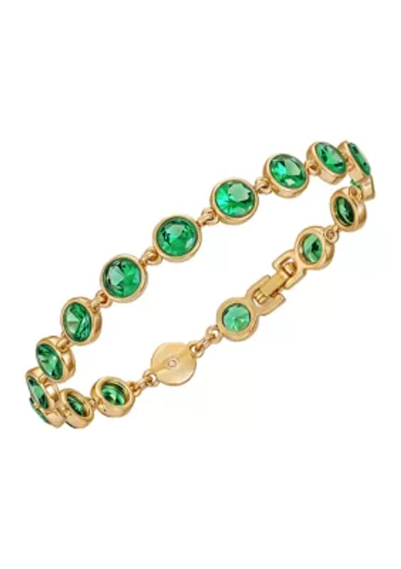  Gold Plated Green Cubic Zirconia Link Bracelet