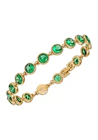  Gold Plated Green Cubic Zirconia Link Bracelet