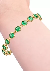  Gold Plated Green Cubic Zirconia Link Bracelet