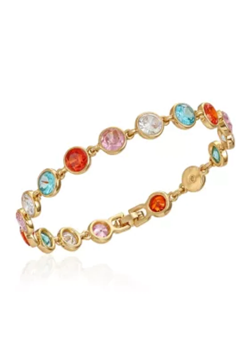 Gold Plated Multi Cubic Zirconia Tennis Bracelet