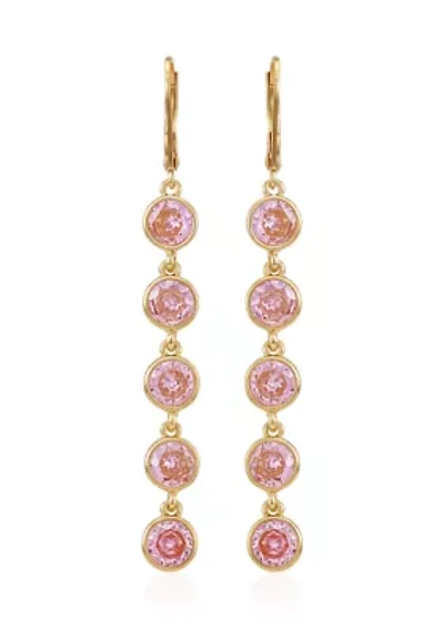 Gold Plated Cubic Zirconia Linear Earrings 