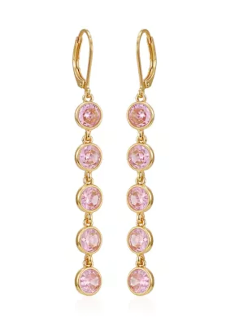 Gold Plated Cubic Zirconia Linear Earrings 