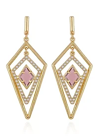 Gold-Tone Diamond Shaped Drop Earrings