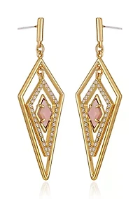 Gold-Tone Diamond Shaped Drop Earrings