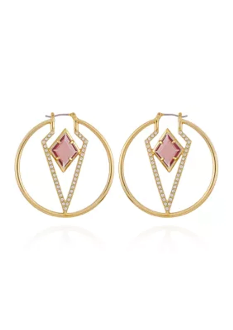 Gold Tone Geometric Hoop Earrings
