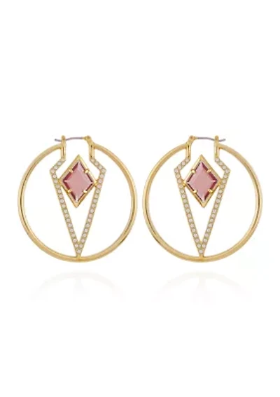 Gold Tone Geometric Hoop Earrings