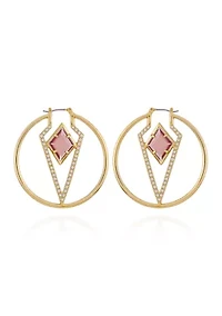 Gold Tone Geometric Hoop Earrings