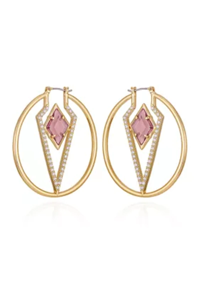 Gold Tone Geometric Hoop Earrings