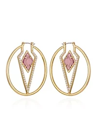 Gold Tone Geometric Hoop Earrings