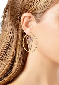 Gold Tone Geometric Hoop Earrings