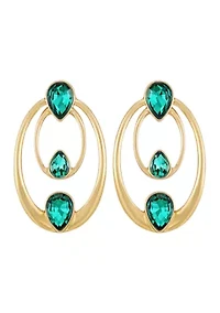 14K Gold Plated Green Stone Earrings