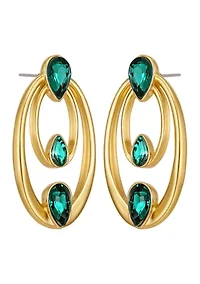 14K Gold Plated Green Stone Earrings