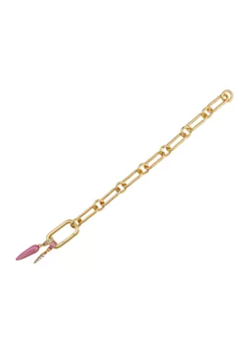 Pink Charm Gold-Tone Bracelet