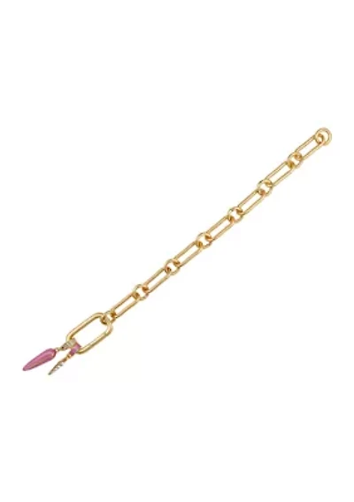 Pink Charm Gold-Tone Bracelet