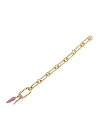 Pink Charm Gold-Tone Bracelet