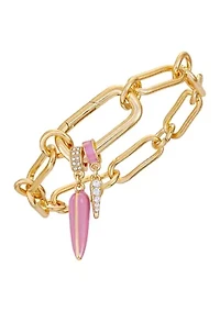 Pink Charm Gold-Tone Bracelet