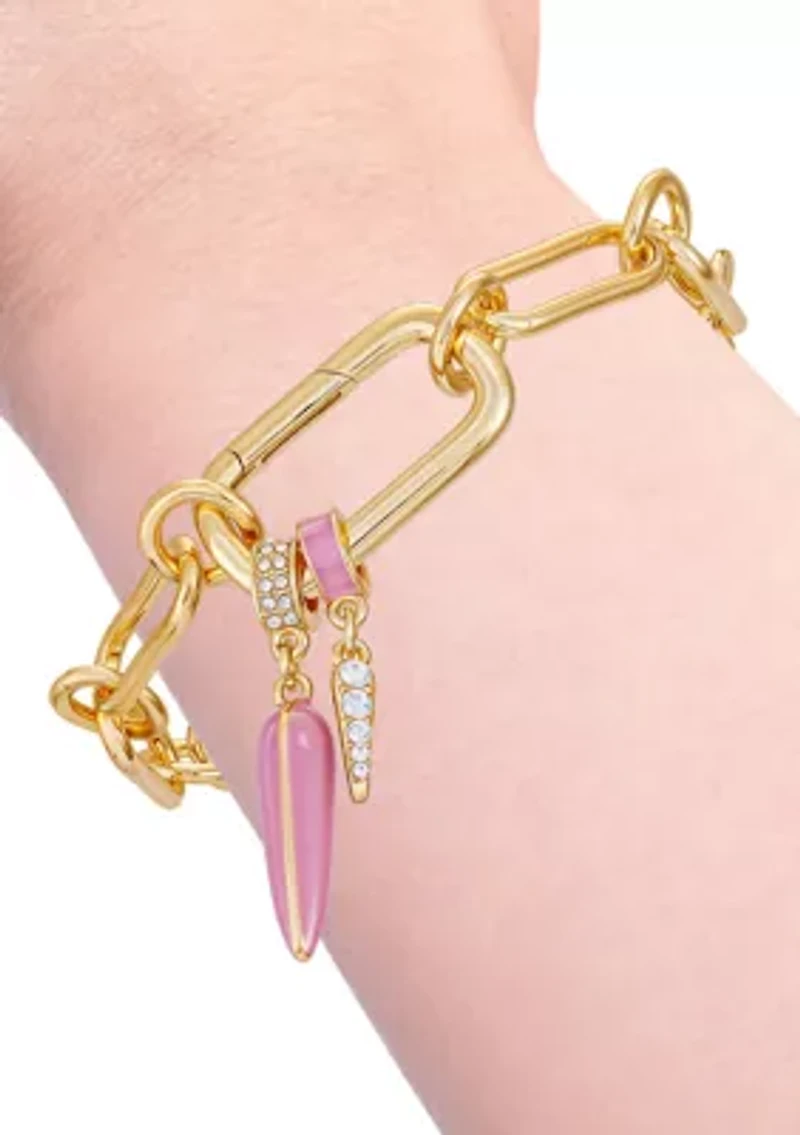 Pink Charm Gold-Tone Bracelet