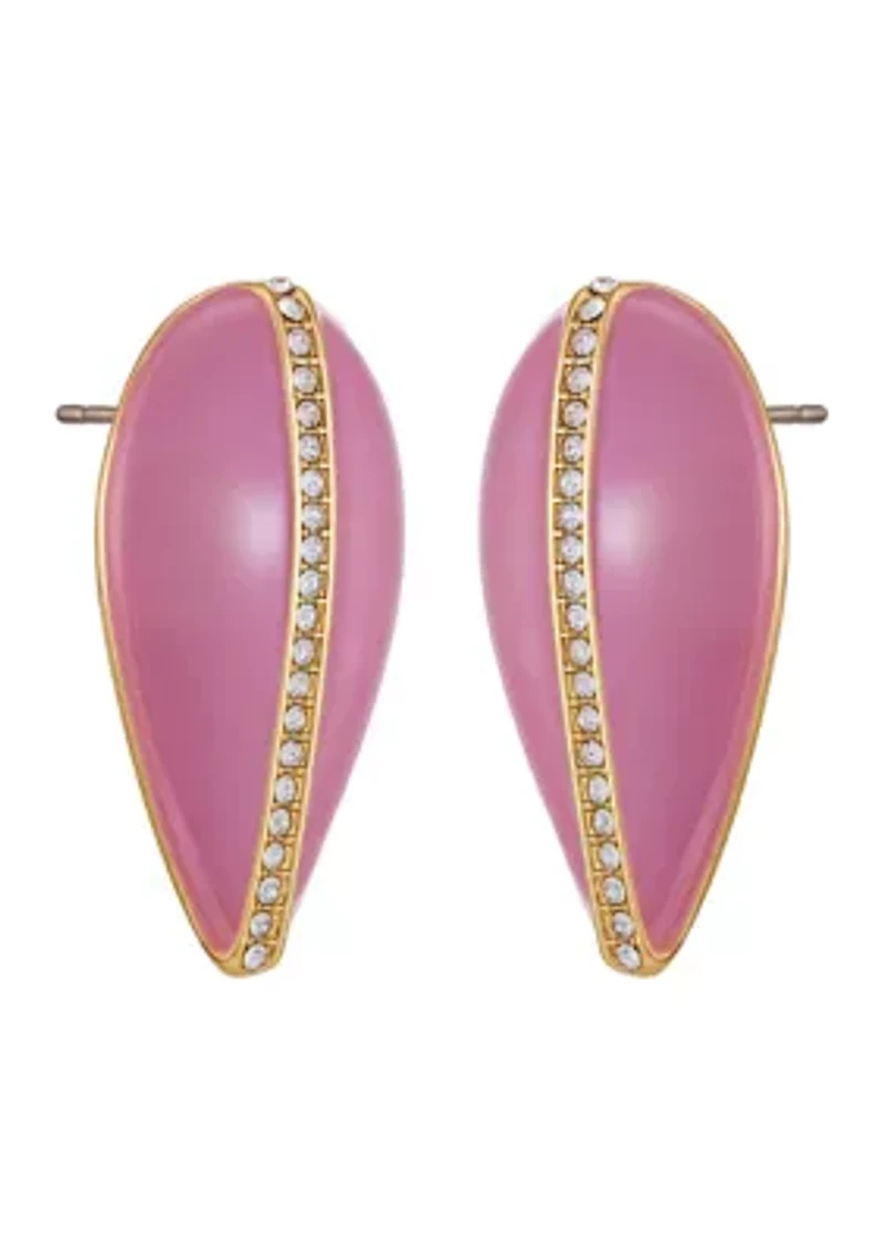 Pink Crystal Post Top Earrings