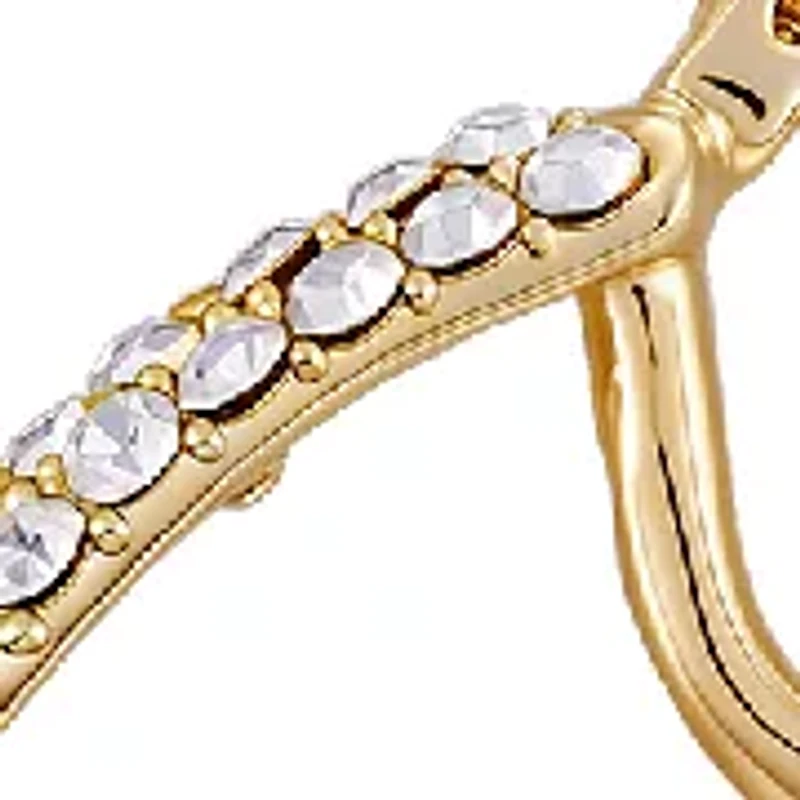 Crystal Gold Tone Hoop Earrings