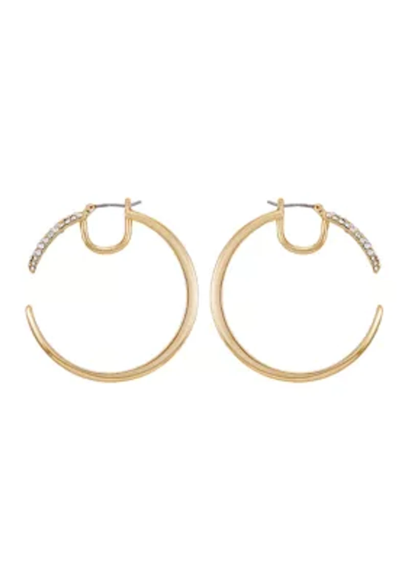 Crystal Gold Tone Hoop Earrings
