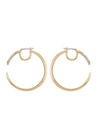Crystal Gold Tone Hoop Earrings