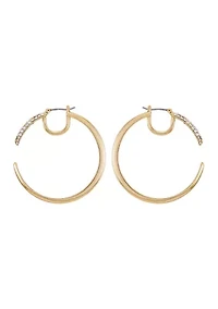 Crystal Gold Tone Hoop Earrings