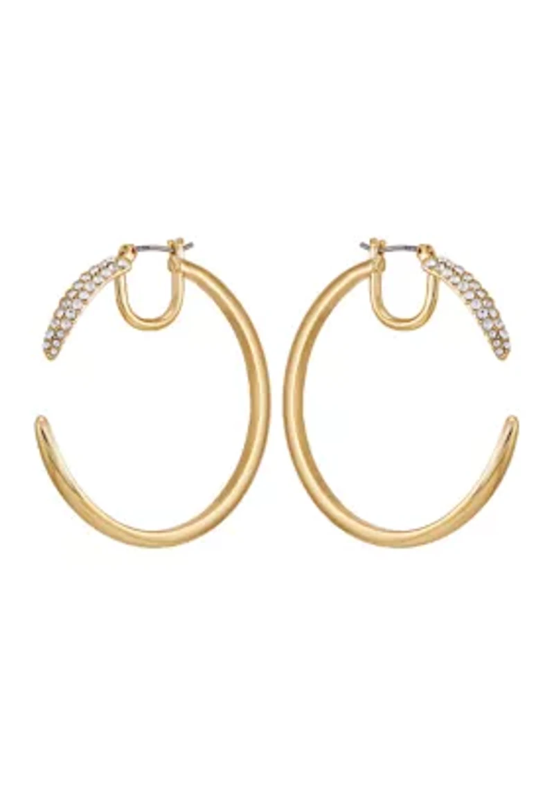 Crystal Gold Tone Hoop Earrings