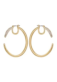 Crystal Gold Tone Hoop Earrings