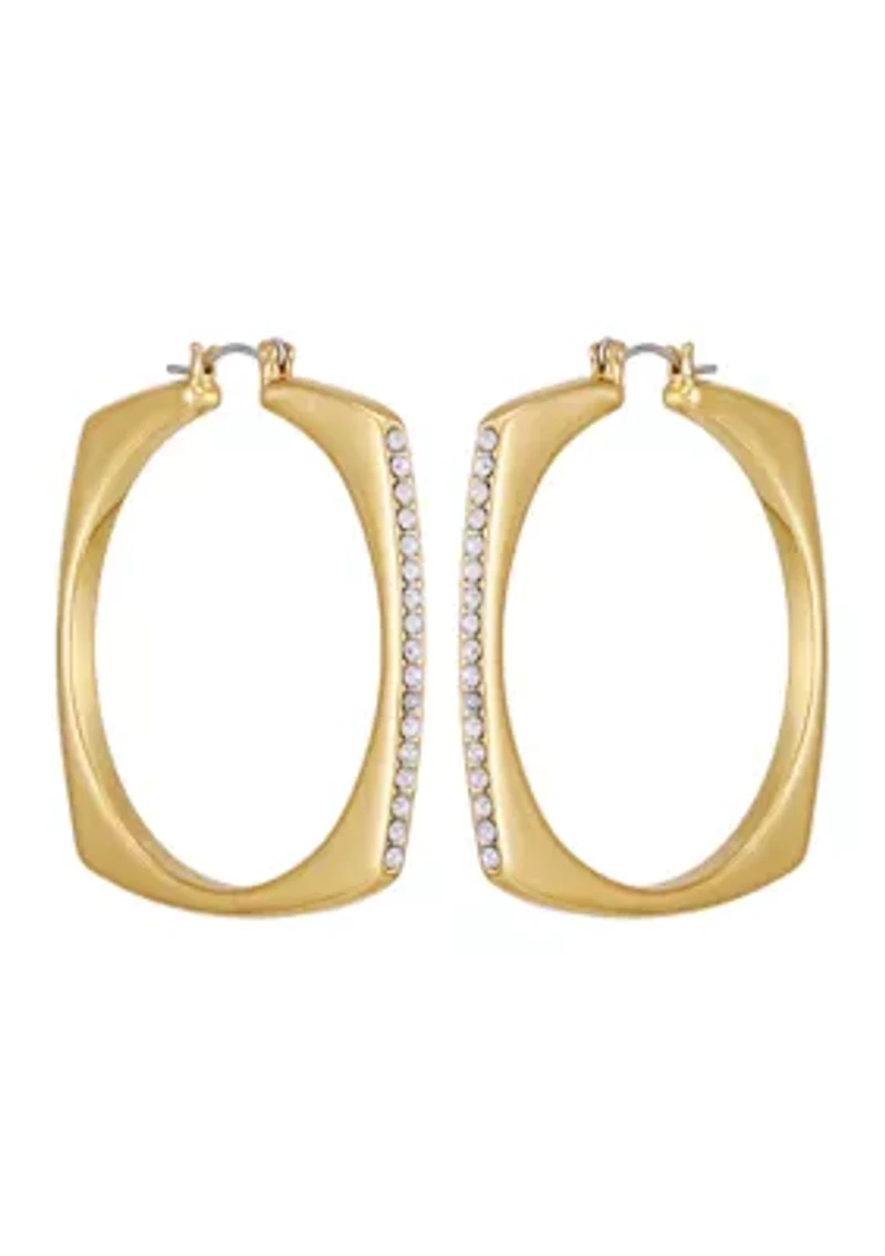 Pavé Elongated Hoop Earrings