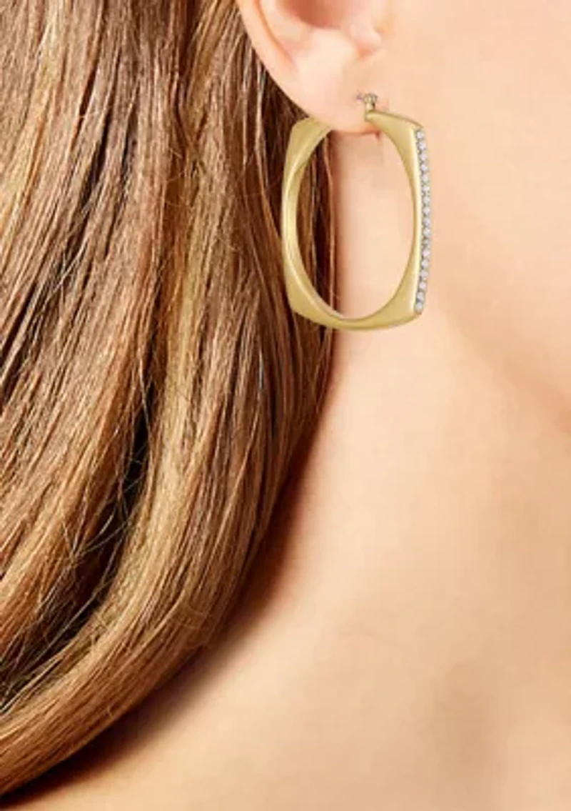 Pavé Elongated Hoop Earrings