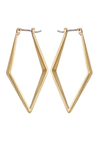  14K Gold Plated Diamond-Shaped Hoop Earrings