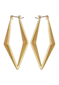  14K Gold Plated Diamond-Shaped Hoop Earrings