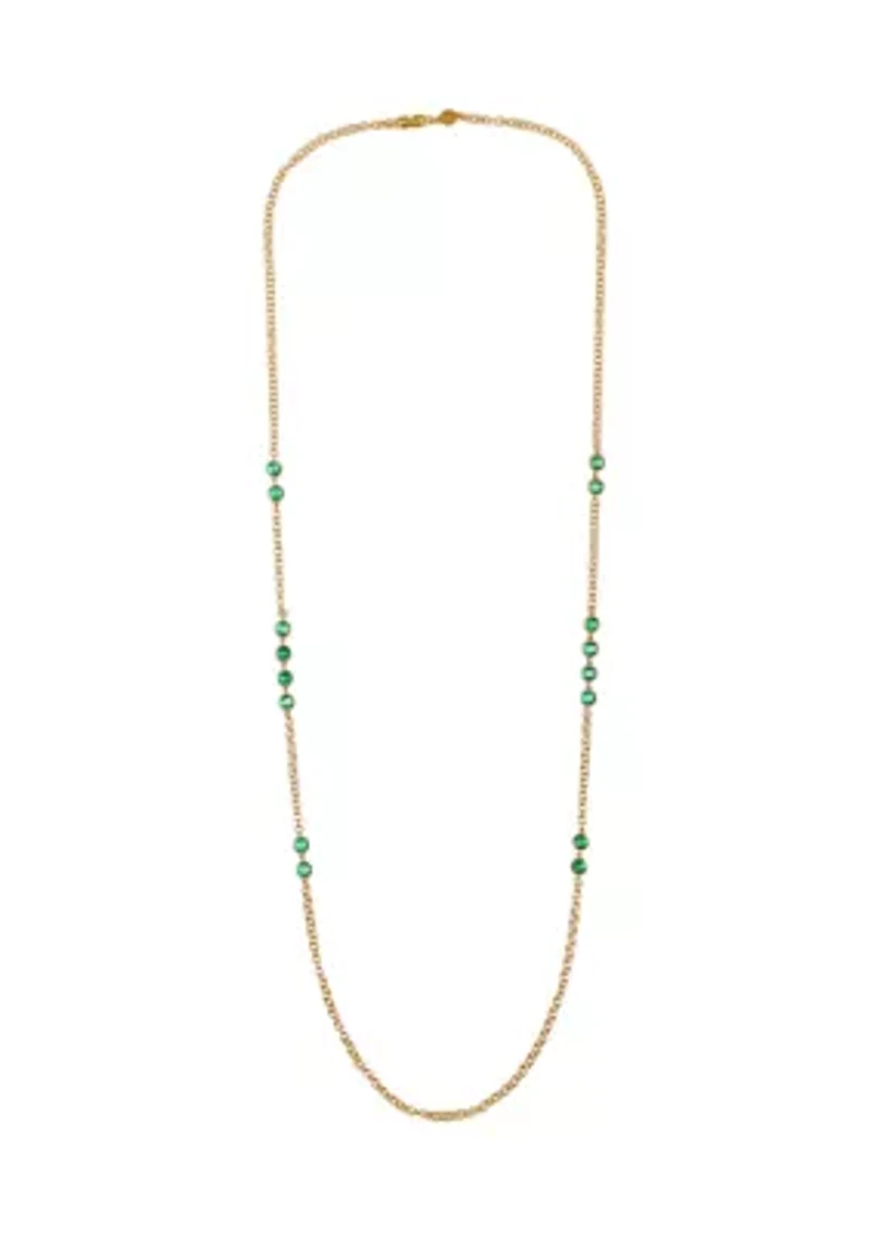 Green Cubic Zirconia gold plated Station Necklace